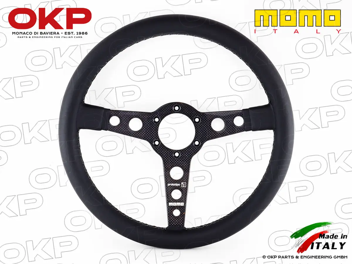 Lederlenkrad MOMO 350mm Prototipo CARBON (o. ABE)