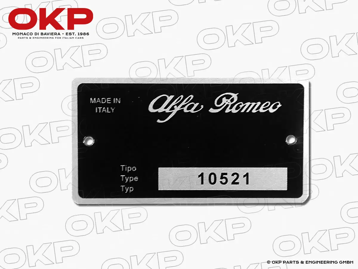 Typenschild Alfa Romeo 105.21 GTV Bertone 2000