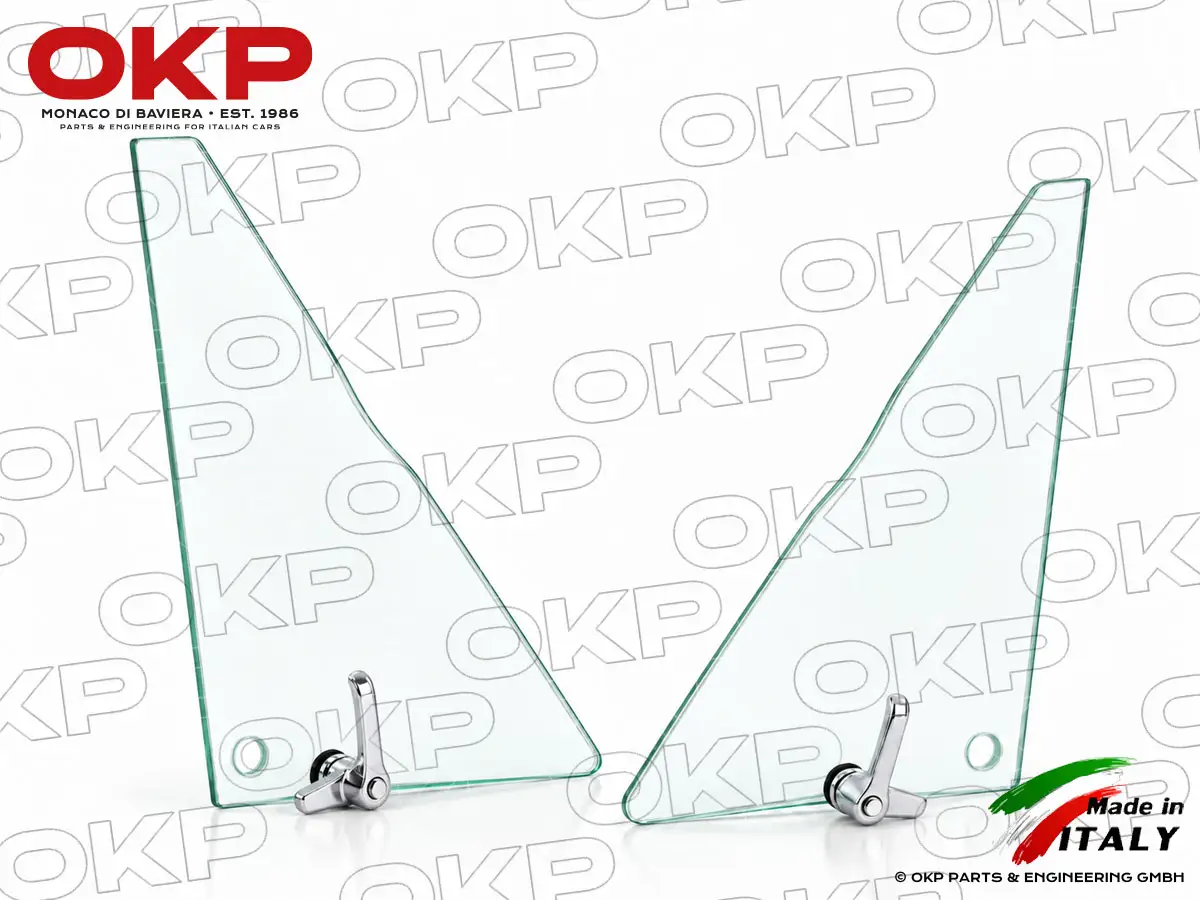Clear quarter window set w/ latches Alfa Spider 1966 - 69