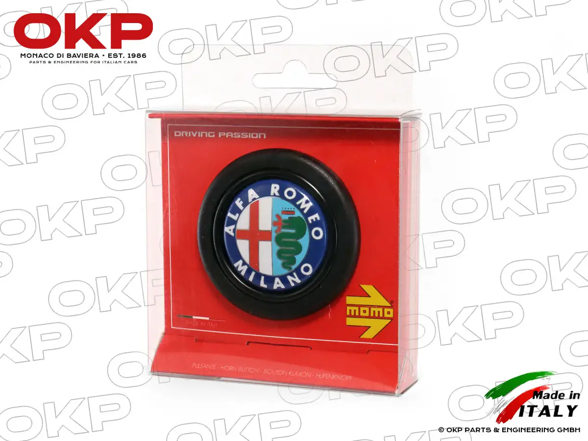 Horn button original Momo with Alfa Romeo Milano logo