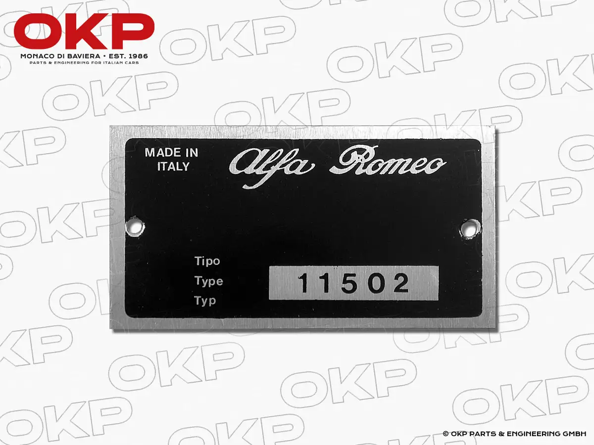 Typenschild Alfa Romeo 115.02 Spider Veloce 2000 USA