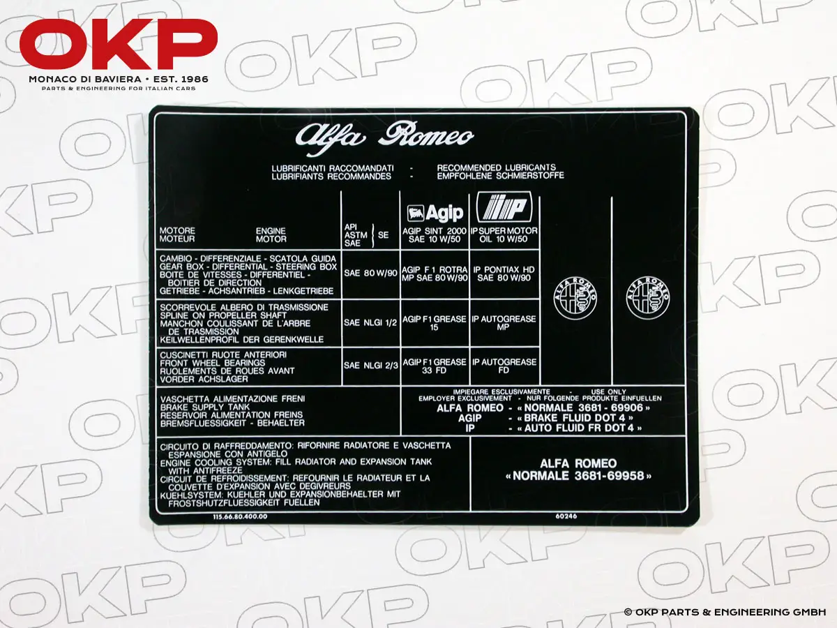Sticker lubricant manual Spider 115