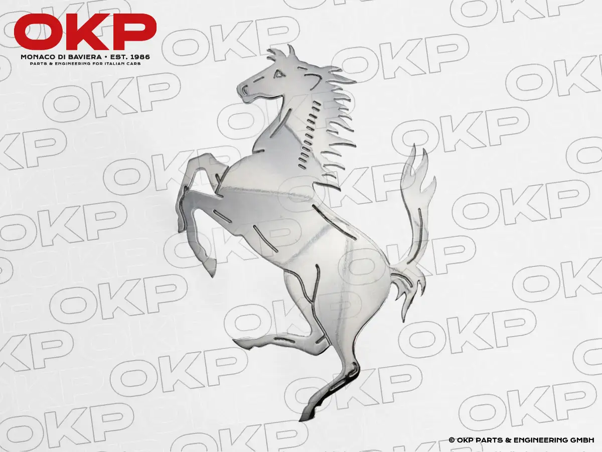 Stemma Cavallino grande 110mm cromato 1. Serie