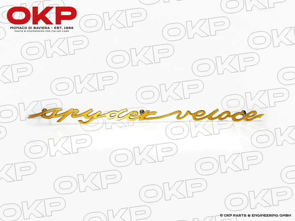 Schriftzug spyder veloce vergoldet 275mm