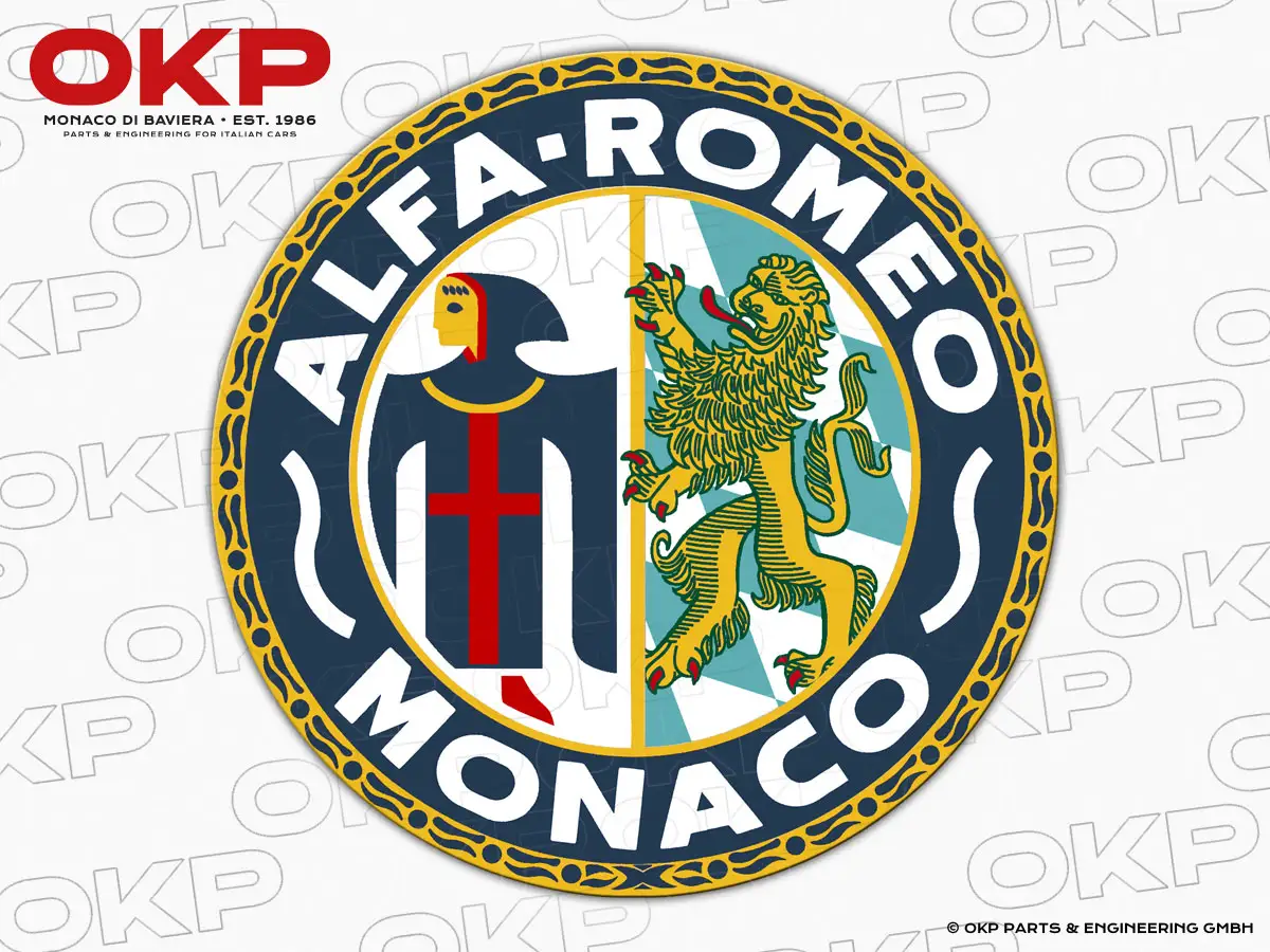 Aufkleber Alfa Romeo Monaco rund (5cm) weiss