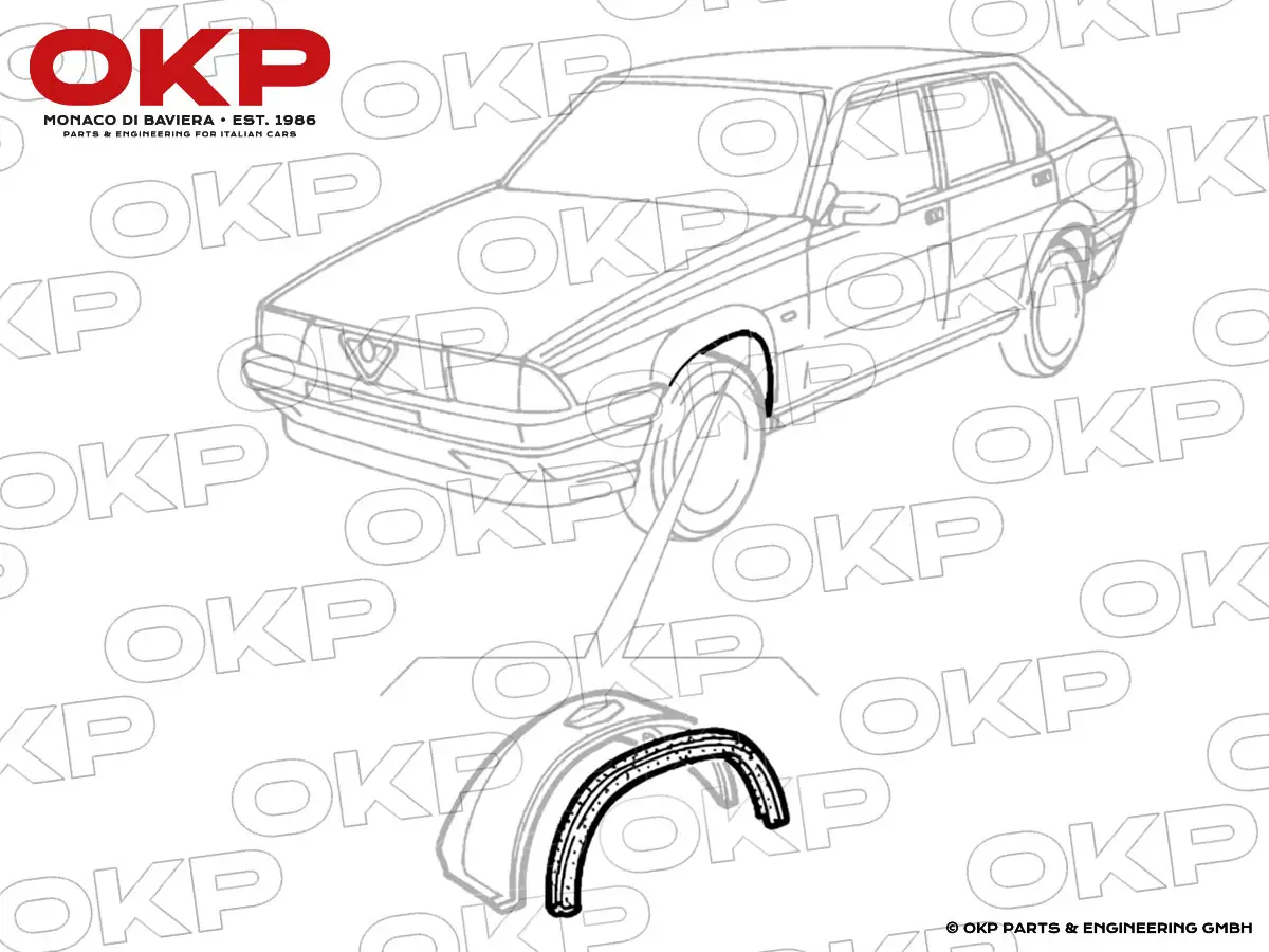 Front wheel arch fender bar profile set Alfa 33 / 75