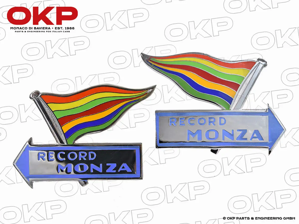 Enamel badges (2) Record Monza Fiat Abarth Monomille