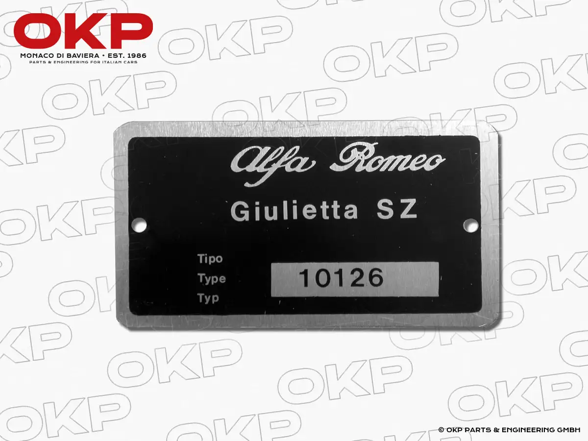 Typenschild Alfa Romeo 101.26 Giulietta SZ