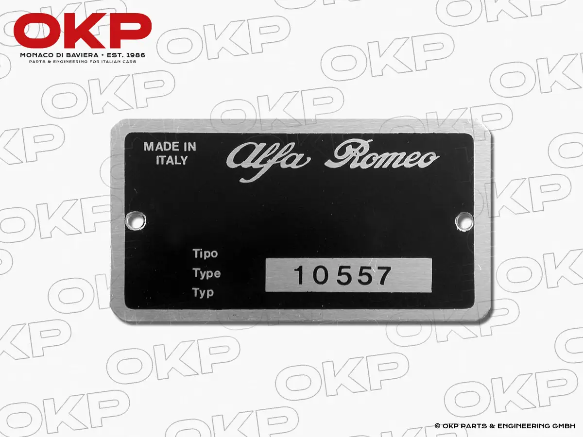 Typenschild Alfa Romeo 105.57 Spider Veloce 1750