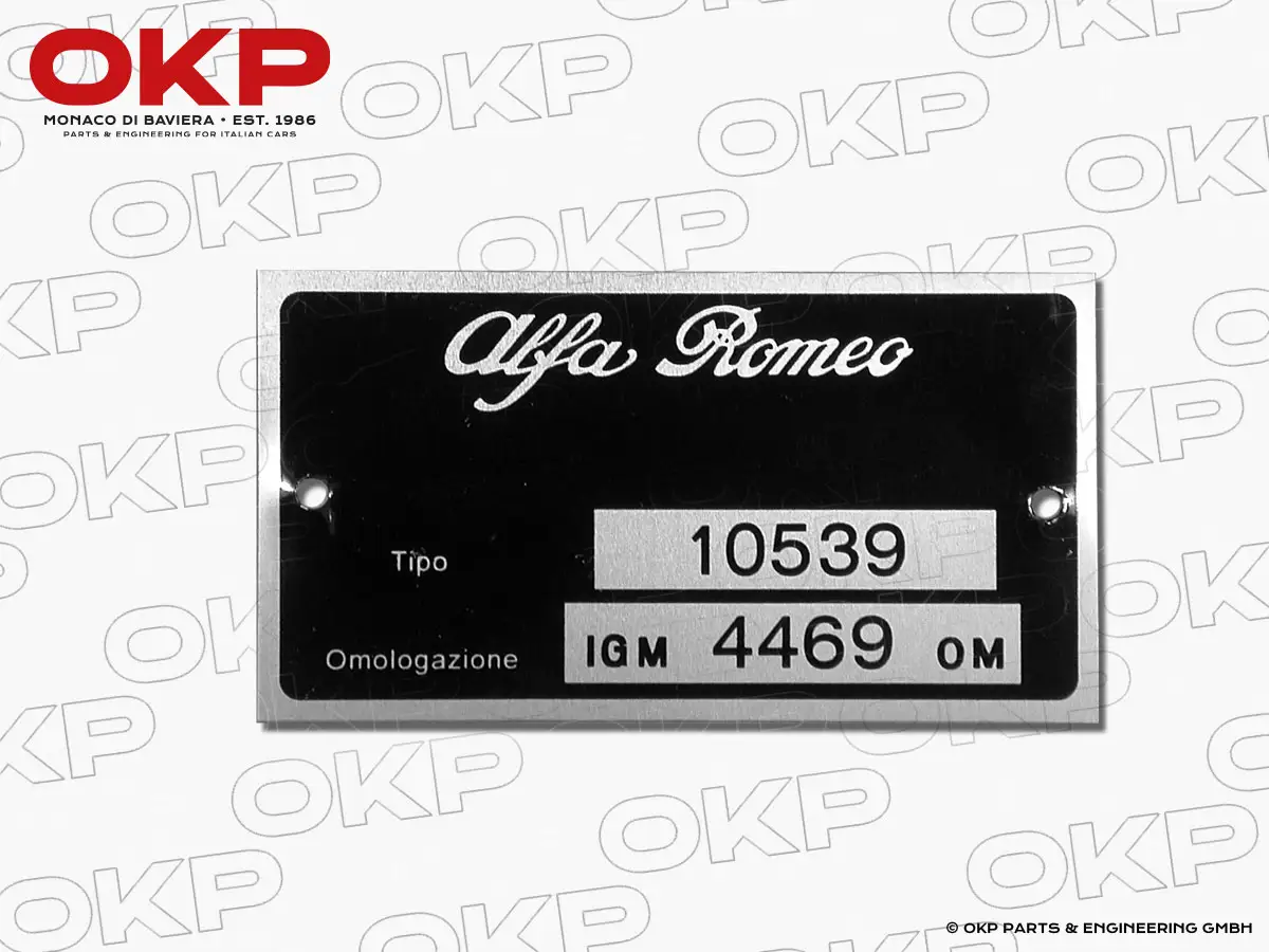 Typenschild Alfa Romeo 105.39 Giulia TI 1300