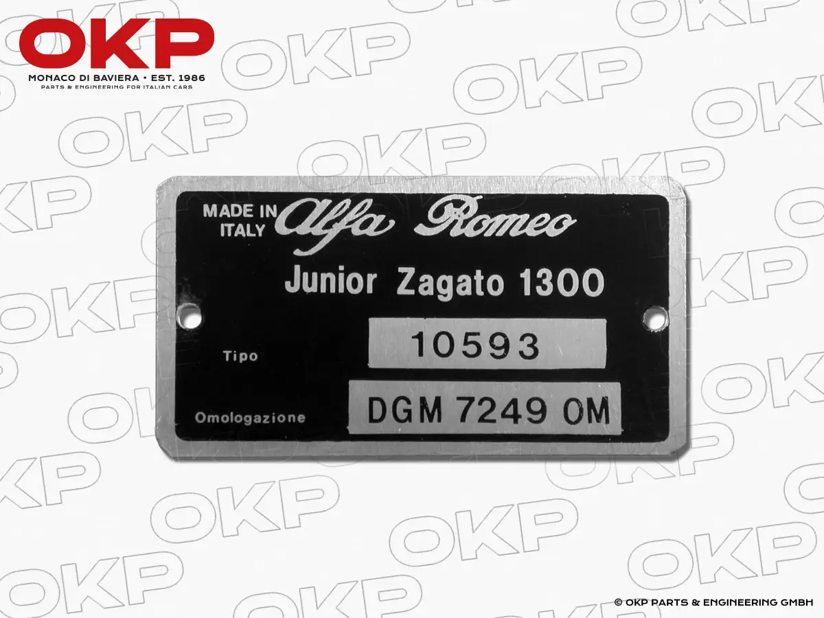 Plaquette Alfa Romeo 105.93 Junior Zagato 1300