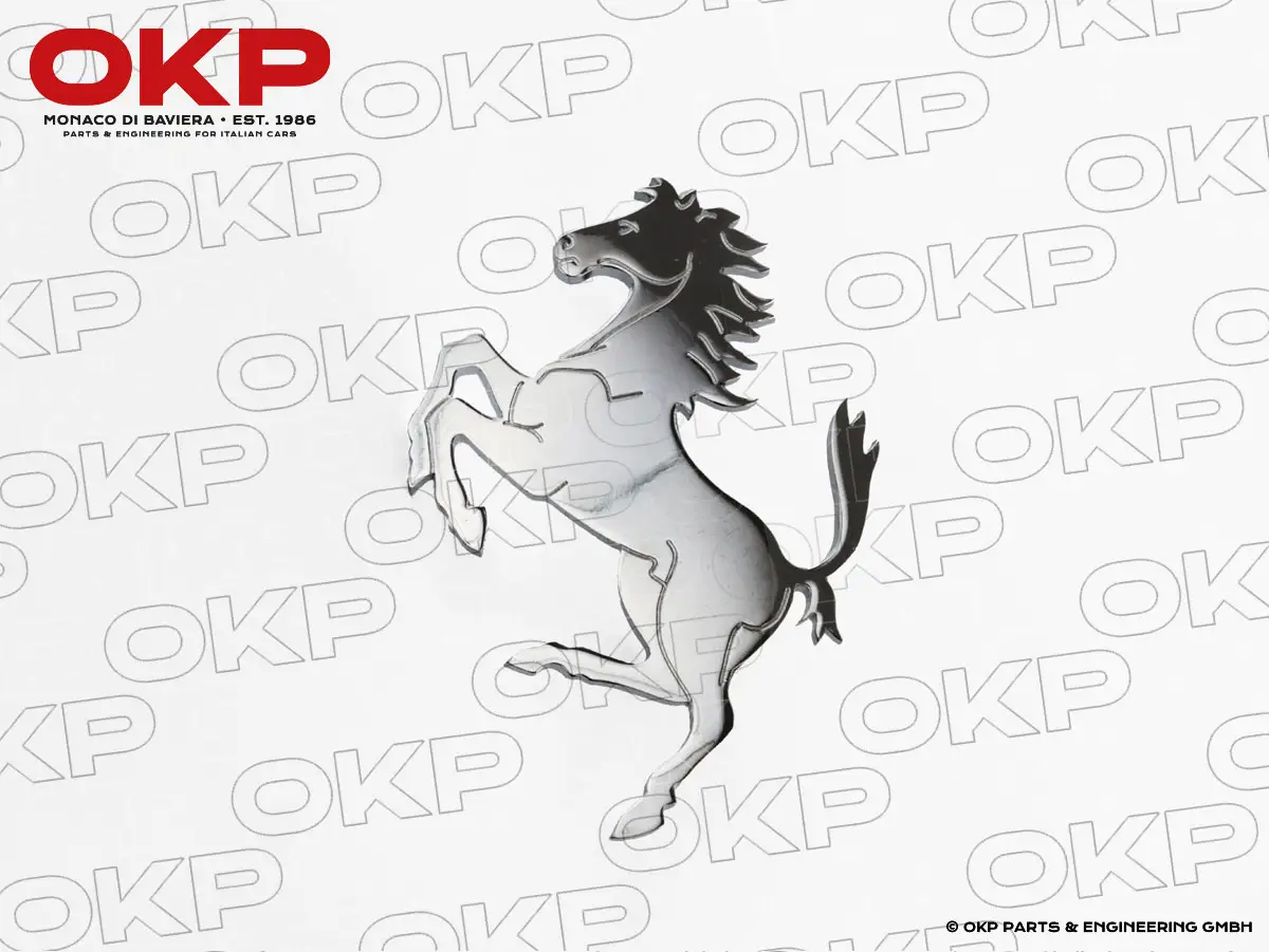 Stemma Cavallino medio 90mm cromato 1. Serie