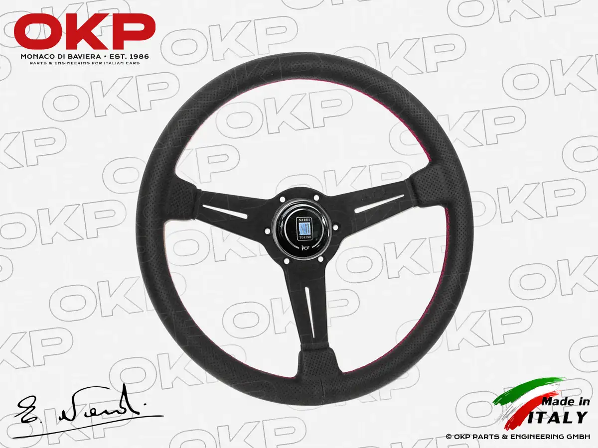 Nardi Classico 360 Leder Lenkrad schwarz perf. rote Naht