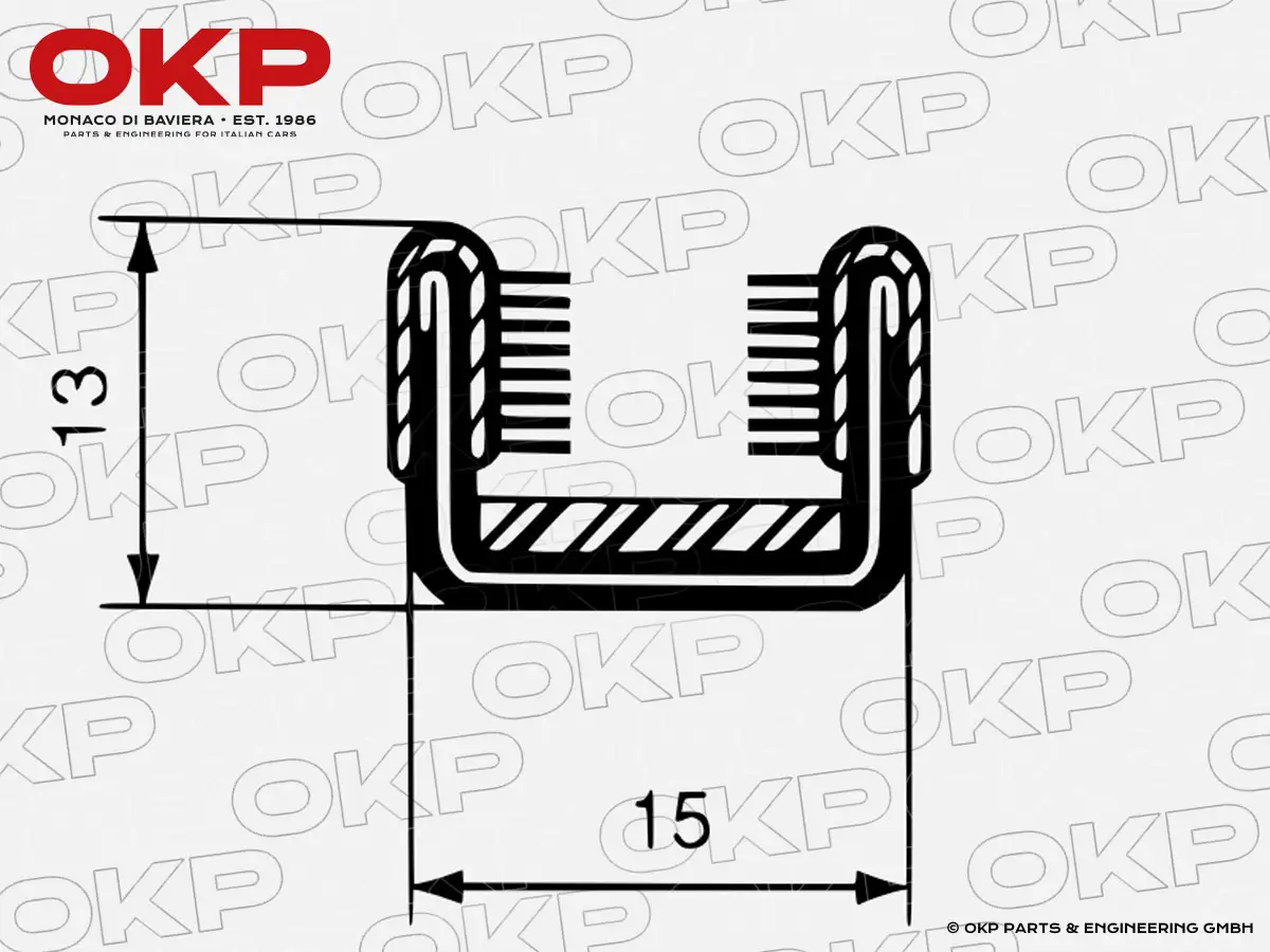 Fensterführung hart 15 mm (pro Meter)
