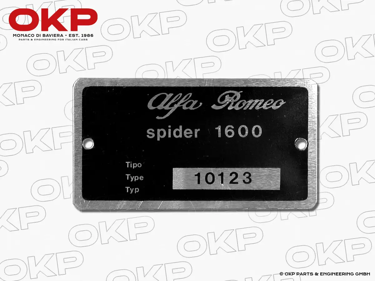 Typenschild Alfa Romeo 101.23 Giulia Spider 1600
