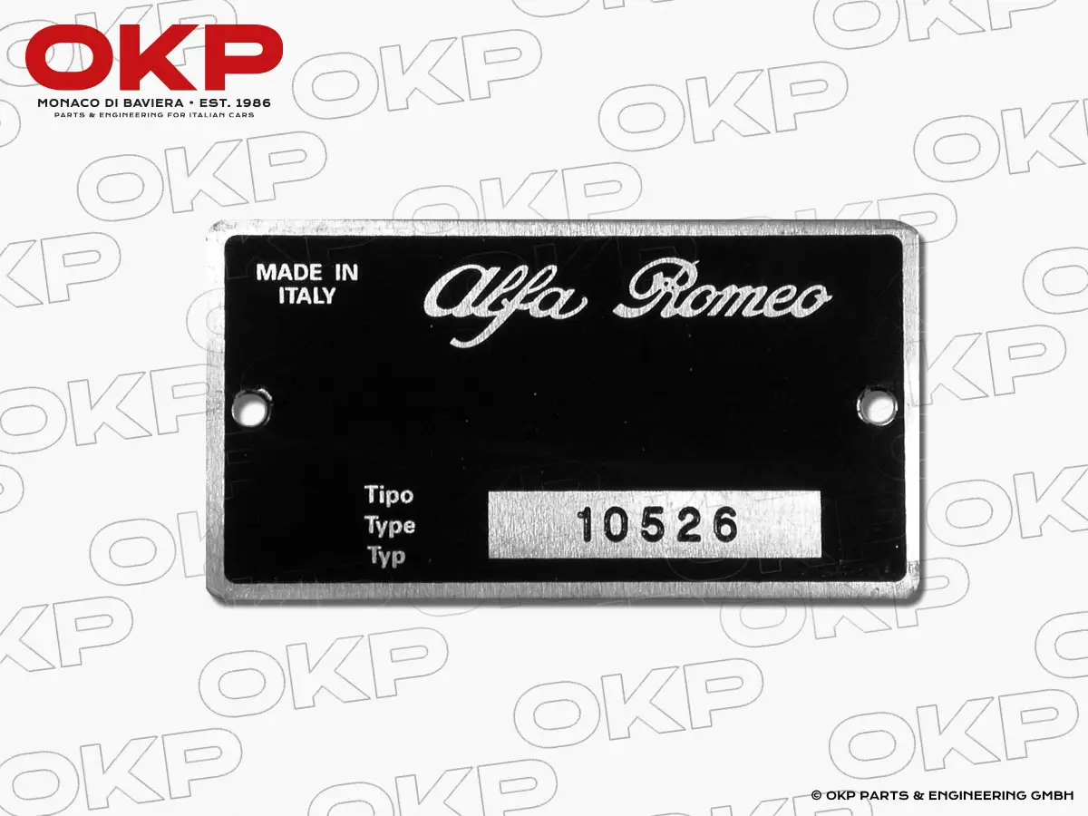Typenschild Alfa Romeo 105.26 Giulia Super 1600