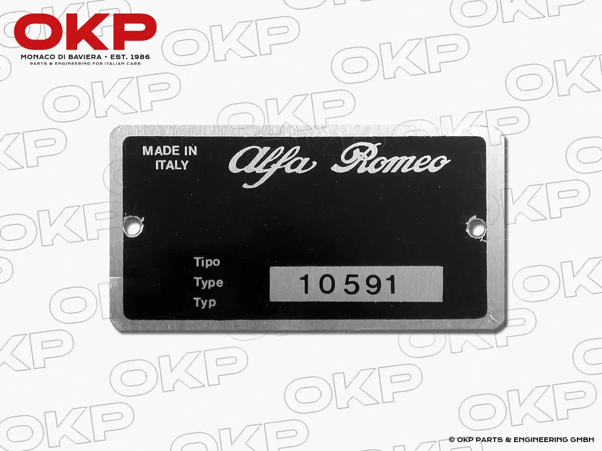 Typenschild Alfa Romeo 105.91 Spider Junior 1300
