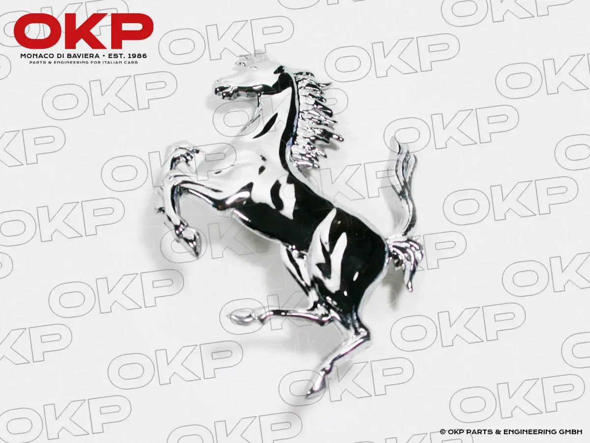 Ferrari horse badge chromed large 110mm