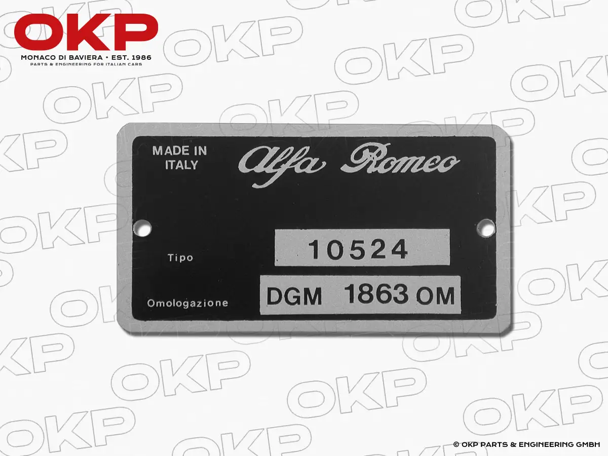 Typenschild Alfa Romeo 105.24 Spider Veloce 2000